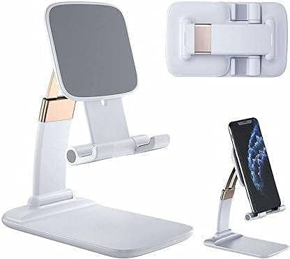 Mobile Holder Foldable and Adjustable Height and Angle for Mobile Use on Desk, Office, Bed, Online Studies