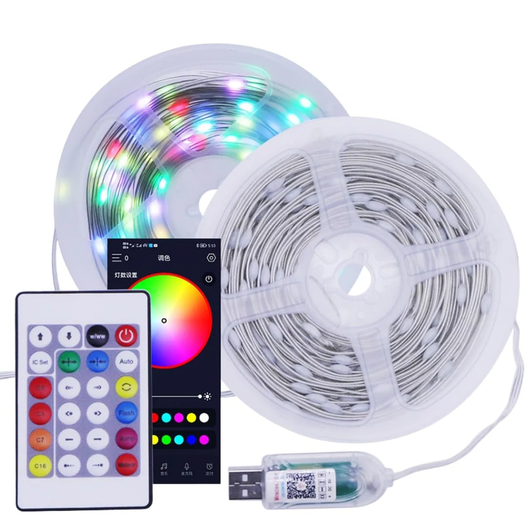 Kalinga Solar @RGB Smart Fairy Strip String USB Lights Smart Control Music Sync, Waterproof, Remote Mobile App Colour Changing Light (5 Meter)